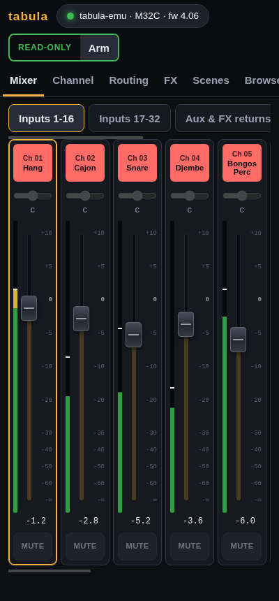 The mixer on a phone