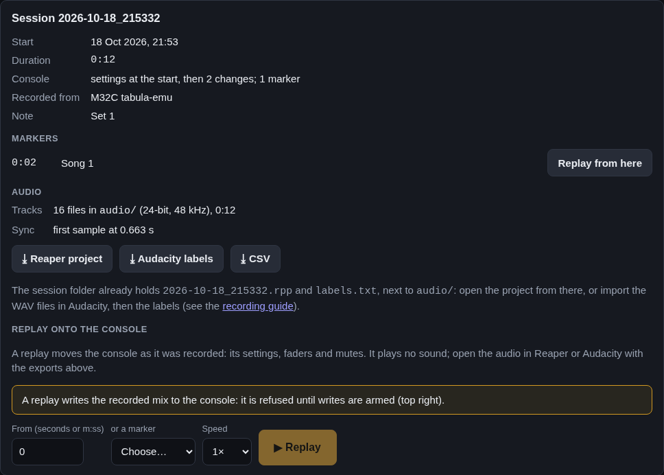 A session: its audio and its exports